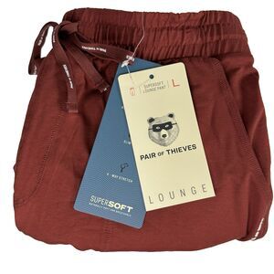 Pair Of Thieves Super Soft 4-Way Stretch Cuffed Mens Lounge Pants Red Size L NEW